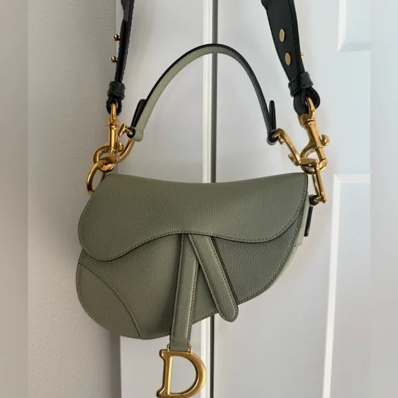 Dior Oblique Studded Shoulder Strap in Forest Green